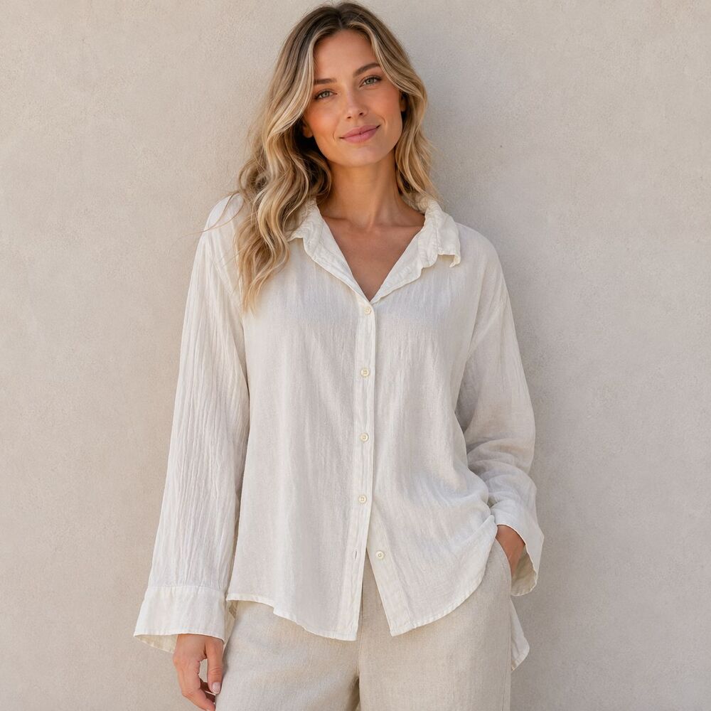 Laude the Label Organic Cotton Oversized Button Up Shirt White XL XXL India